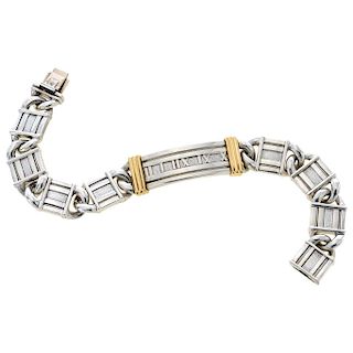 TIFFANY & CO., ATLAS sterling silver and 18K yellow gold bracelet.