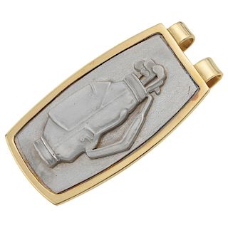 A 14K yellow and white gold money clip.