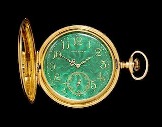 An 18 Karat Yellow Gold Hunter Case Pocket Watch, Waltham, Circa 1896,