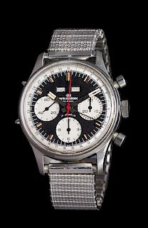 A Stainless Steel Ref. 1309 Triple Date Chronograph Wristwatch, Wakmann,