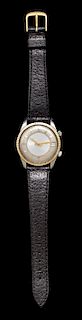 A Stainless Steel and 14 Karat Yellow Gold Cap Memovox Alarm Wristwatch, LeCoultre,