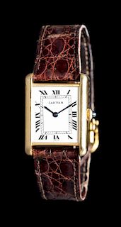An 18 Karat Yellow Gold 'Tank' Wristwatch, Cartier,