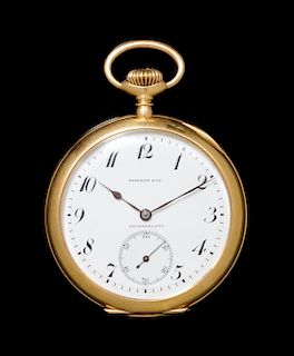 An 18 Karat Yellow Gold Open Face Pocket Watch, Agassiz & Co. for Tiffany & Co.,