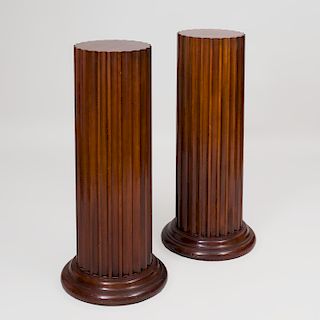 Pair of George III Style Mahogany Fluted Columns