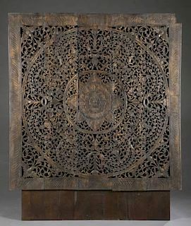 Wooden mandala carved panel.