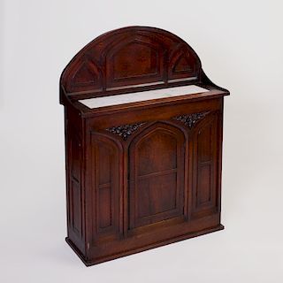 Gothic Style Stained Oak Hall Cabinet