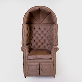Contemporary Microsuede Upholstered Porter's Chair