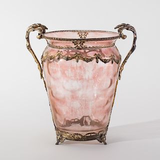 Gilt Metal-Mounted Glass Vase