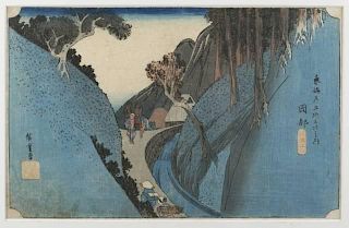 Utagawa Hiroshige I, 3 woodblocks, Tokaido