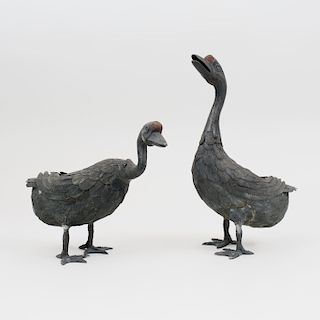 Pair of Chinese Bronze Ducks