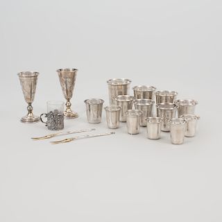 Group of Russian and American Silver Kiddush Cups, and Other Continental Wares