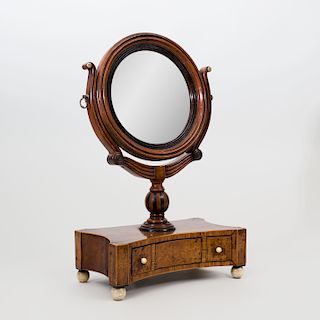 Victorian Mahogany, Ebonized and Bone Inlaid Shaving Mirror