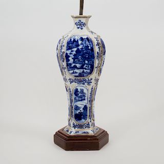 Chinese Export Blue and White Porcelain Vase Mounted as a Lamp