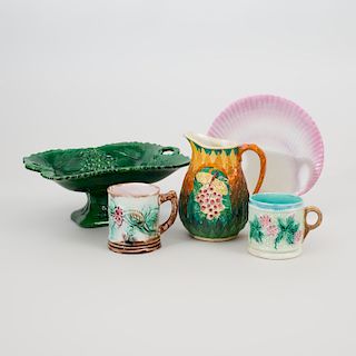 Group of Five Majolica Table Wares 