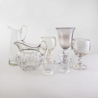 Seven Colorless Glass Table Articles