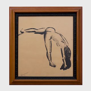 20th Century School: Nude Woman Stretching