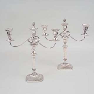 Pair of Silver Plate Three Light Candelabras