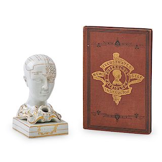 PHRENOLOGY INKWELL AND ILLUSTRATED BOOK