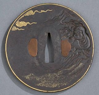 iron with bronze rim tsuba