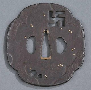Iron tsuba with swastika