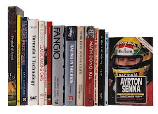 Horsman, John / Fangio, Juan Manuel / Hilton, Christopher / Ludvigsen, Karl... Lote de libros sobre Pilotos y Carreras. Piezas: 15.