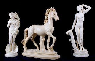 Collection of Three Alabaster Sculptures