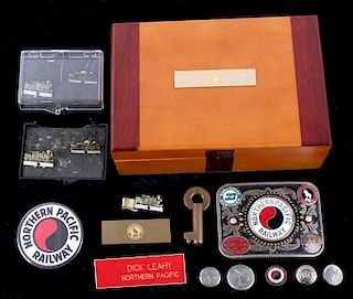 Northern Pacific Railway pocket watch & pins