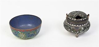 * Two Cloisonne Enamel Articles, Diameter of first 4 1/2 inches.