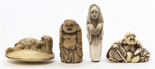 * Four Netsuke, Height of first 2 1/2 inches.