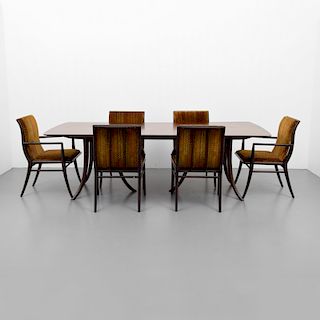 T.H. Robsjohn-Gibbings Dining Table & 6 Chairs