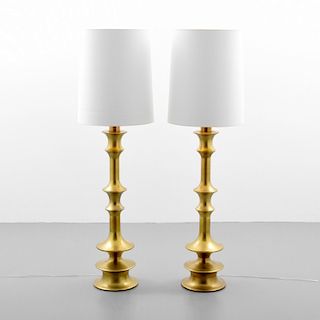 Pair of Monumental Floor Lamps, Manner of Tommi Parzinger