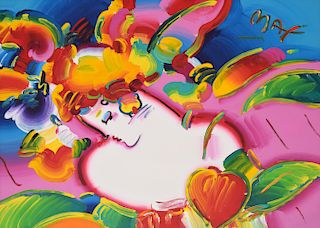 Peter Max FLOWER BLOSSOM LADY II Mixed Media