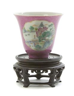 A Chinese Polychrome Enamel Porcelain Cup, Height 2 7/8 inches.