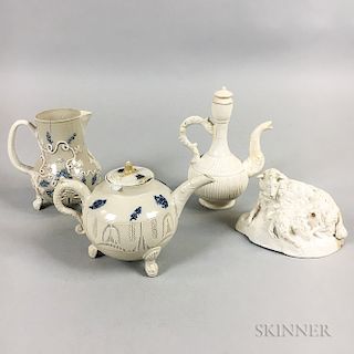 Four Staffordshire Salt-glazed Stoneware Items