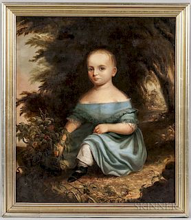Anglo/American School, 18th Century  Portrait of a Toddler in a Blue Dress