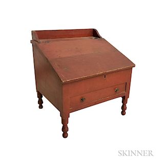 Small Red-painted Pine Tabletop Desk