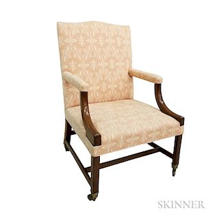 George III Upholstered Mahogany Lolling Chair