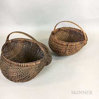 Two Woven Splint Buttocks Baskets