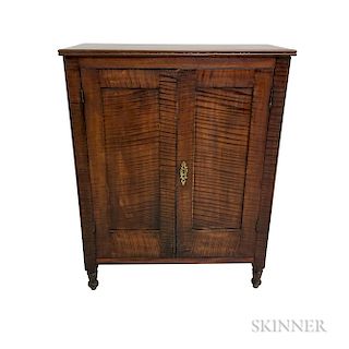 Small Country Tiger Maple Two-door Paneled Cabinet