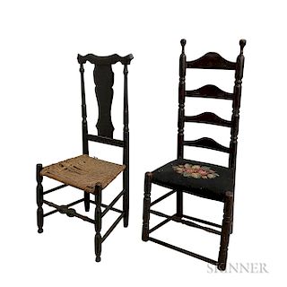 Two Black-painted Side Chairs