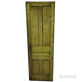 Green-painted Pine and Wrought Iron Paneled Door