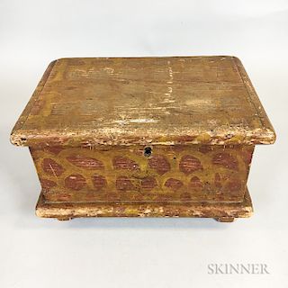 Red- and Yellow-painted Pine Lift-top Box