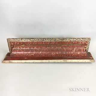 Carved and Polychrome Painted Pine Hanging Wall Shelf