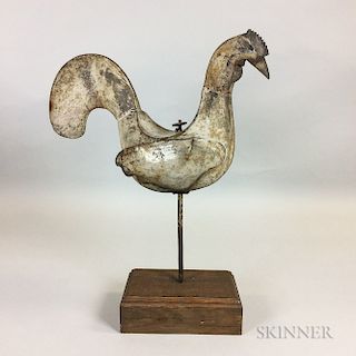 Full-body Gray-painted Sheet Metal Rooster Weathervane