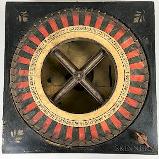 Small Lithographed Wood and Iron Roulette Wheel