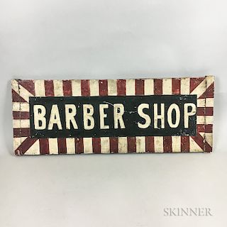 Painted Wood Double-sided "Barber Shop" Sign