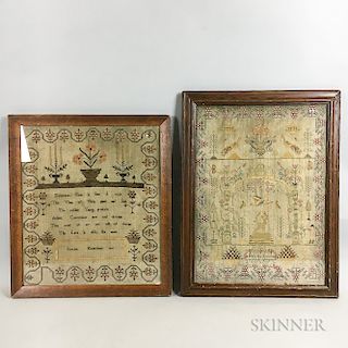 Two Framed English Needlework Samplers