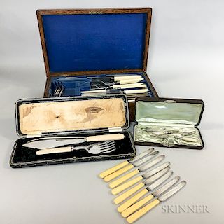 Three Silver-plated Cased Cutlery Sets and Eight Separate Knives