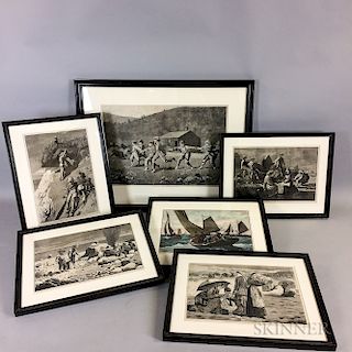 Twelve Framed Winslow Homer Prints and Ten Winslow Homer Reference Books.  Estimate $300-500