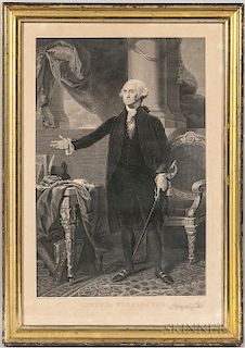 Framed I. Cary Print of George Washington